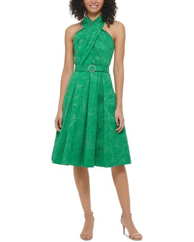 Eliza J Halter Knee-length Midi Dress - Green