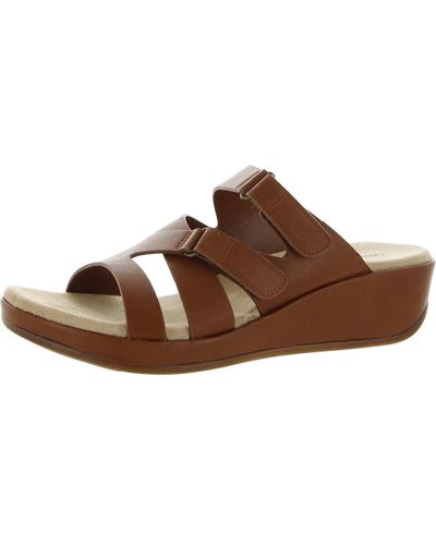 Easy Street Koda Faux Leather Comfort Wedge Sandals - Brown