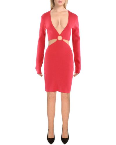 Bebe Fitted Short Bodycon Dress - Red