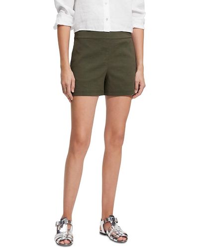 Theory High Rise Solid Casual Shorts - Green
