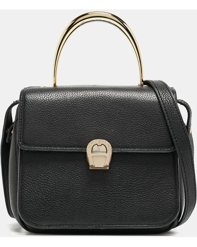 Aigner Leather Genoveva Top Handle Bag - Black