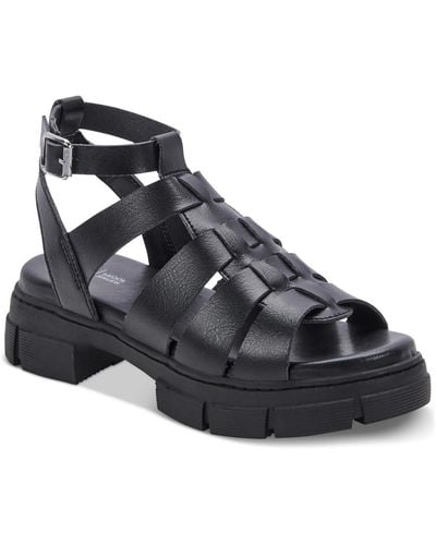 Aqua College Hannah Buckle Open Toe Strappy Sandals - Black