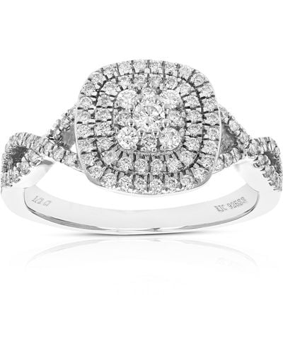 Vir Jewels 1/2 Cttw Round Cut Lab Grown Diamond Prong Set Wedding Engagement Ring .925 Sterling - Gray