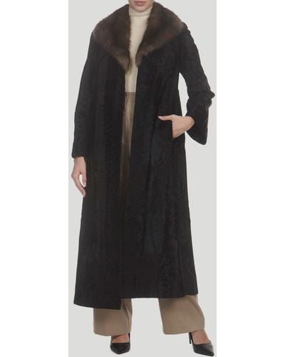 Gorski Russian Broadtail Coat With Russian Sable Collar - Black