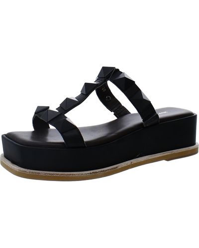All Black Open Toe Platform Platform Sandals - Black