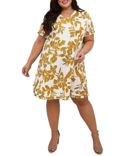 Marée Pour Toi Floral Ruffle Sleeve Shift Dress - Yellow