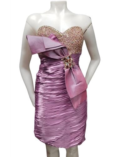 Terani Sequined Satin Dress - Purple