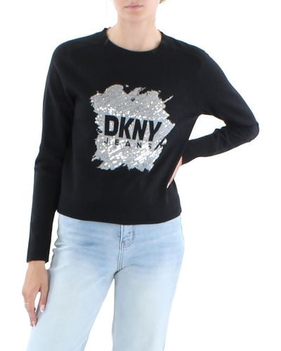 DKNY Crewneck Cozy Sweatshirt - Black