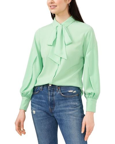 Riley & Rae Camille Tie Neck Work Blouse - Green