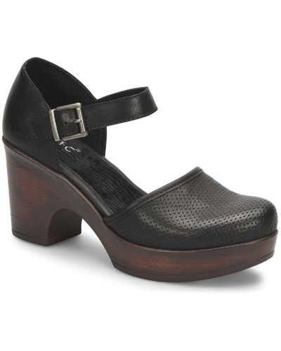 b.ø.c. Gia Leather Ankle Strap Wedge Sandals - Black