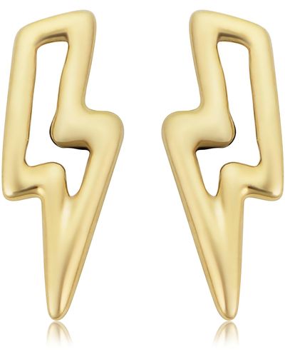 Fremada 14k Yellow Lightning Bolt Stud Earrings - Metallic