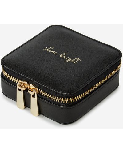 WOLF 1834 Heritage Leather Square Zip Jewelry Case 886002 - Black