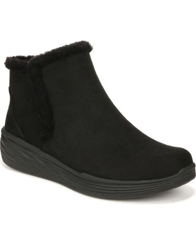 Ryka Faux Suede Ankle Winter & Snow Boots - Black