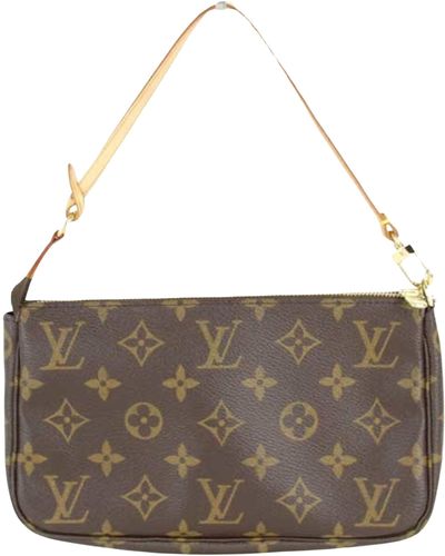 Louis Vuitton Pochette Accessoire Canvas Clutch Bag (pre-owned) - Brown