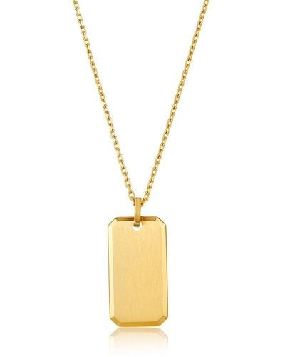 Adornia Dog Tag Necklace 24" Gold - Yellow