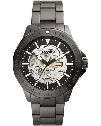 Fossil Bannon Automatic Smoke Stainless Steel Watch - Multicolor