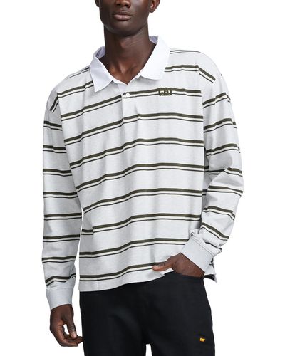 Caterpillar Rugby Striped Polo - Gray
