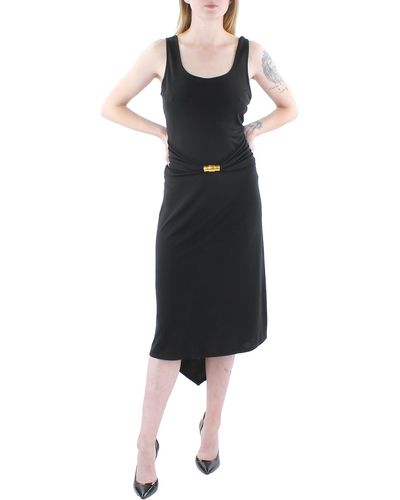 Donna Karan Hardware Detail Asymmetrical Midi Dress - Black