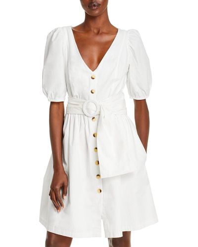 French Connection Besima Cotton Fit & Flare Mini Dress - White