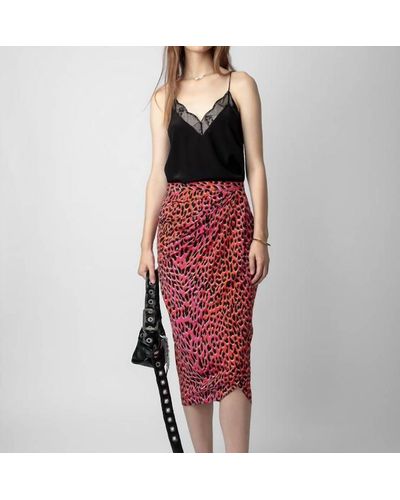 Zadig & Voltaire Jamelia Leopard Silk Skirt - Red