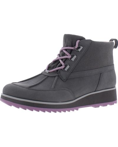 Vionic Nolan Leather Waterproof Combat & Lace-up Boots - Gray