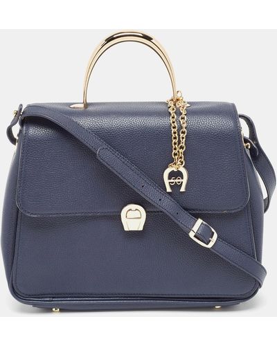 Aigner Leather Genoveva M Top Handle Bag - Blue