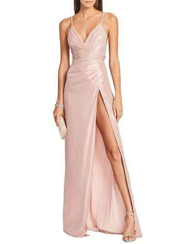 retroféte Yesi Metallic V-neck Evening Dress - Pink