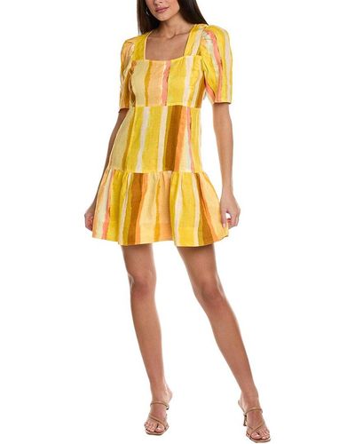 Marie Oliver Temma Linen Mini Dress - Yellow