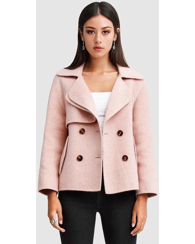 Belle & Bloom I'm Yours Wool Blend Peacoat - Blush - Pink