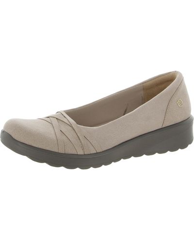 Bzees Faux Suede Slip On Ballet Flats - Gray