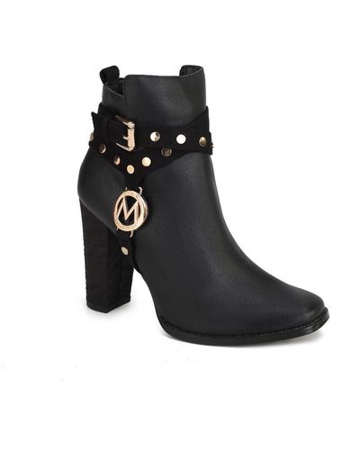 MKF Collection by Mia K Brooke Ankle Boot With Wide Heel - Black