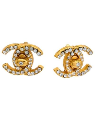 Chanel Turn Lock Coco Mark Gp Earrings - Metallic