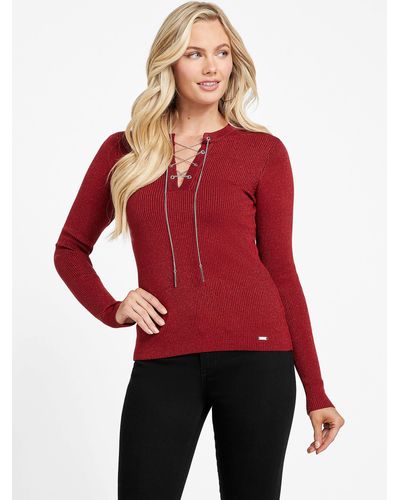 Guess Factory Elsa Sweater Top - Red