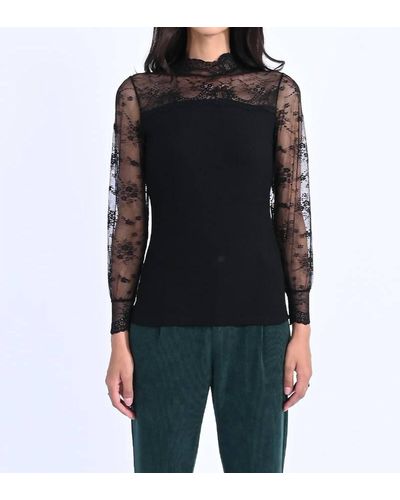 Molly Bracken Georgia Lace Knitted Top - Black