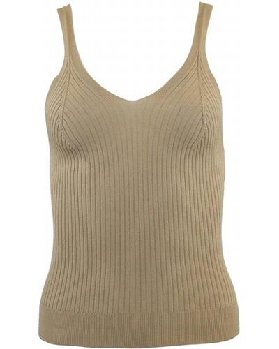 Theo the Label Eos Ribbed V-tank Top - Natural