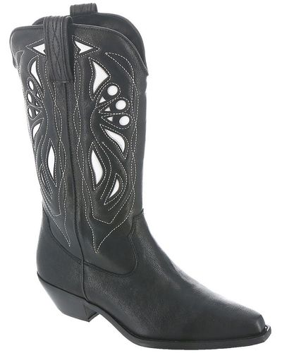 Free People Rancho Mirage Leather Stacked Heel Cowboy - Black