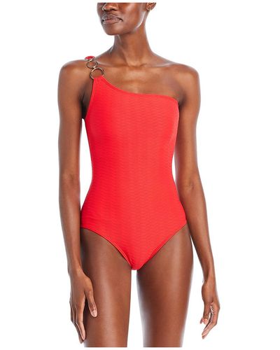 Shoshanna Ribbed Polyester One-piece Swimsuit - Red