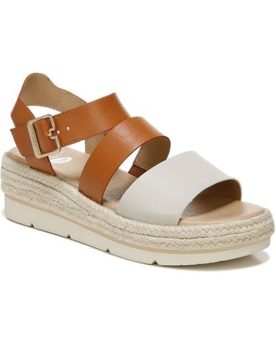Dr. Scholls Once Twice Open Toe Ankle Strap Wedge Sandals - Brown