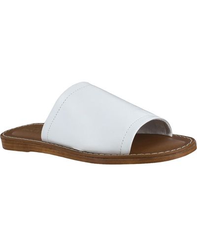 Bella Vita Leather Slip On Slide Sandals - White