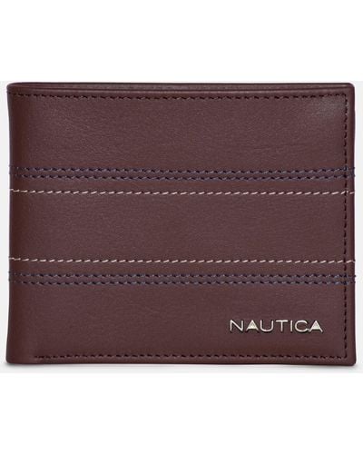 Nautica Leather Bifold Wallet - Purple