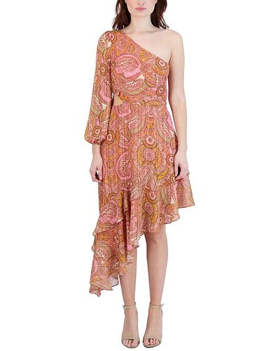 BCBGeneration Ruffled Midi Cocktail And Party Dress - Pink