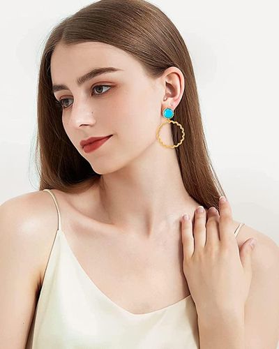 Liv Oliver 18k Turquoise Sunshine Hoop Earrings - Natural
