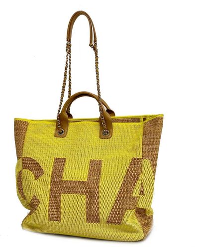 Chanel Canvas Tote Bag (pre-owned) - Yellow