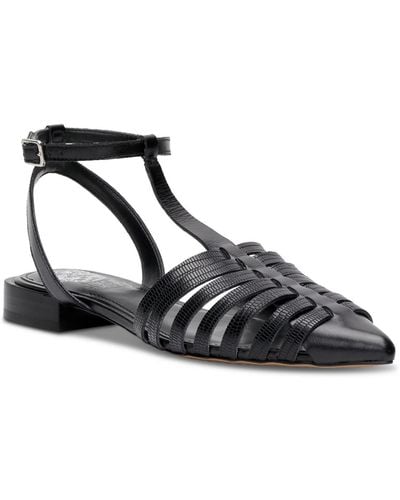 Vince Camuto Caleren Leather Ankle Strap Gladiator Sandals - Black