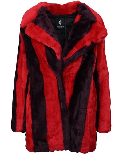 Marcelo Burlon /purple Stripes Fake Fur Jacket - Red