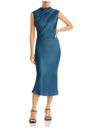 Anine Bing Samantha Silk Sleeveless Midi Dress - Blue