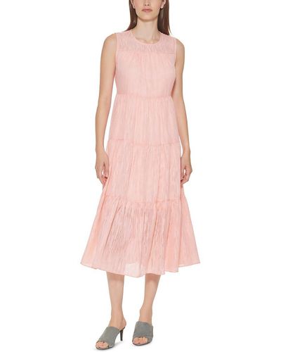 Calvin Klein Chiffon Calf Midi Dress - Pink
