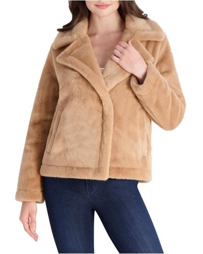 French Connection Lined Faux Fur Teddy Coat - Blue