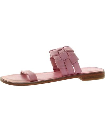 Free People Leather Woven Slide Sandals - Pink