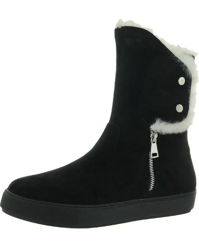 Bellini Furry Faux Fur Zipper Winter & Snow Boots - Black
